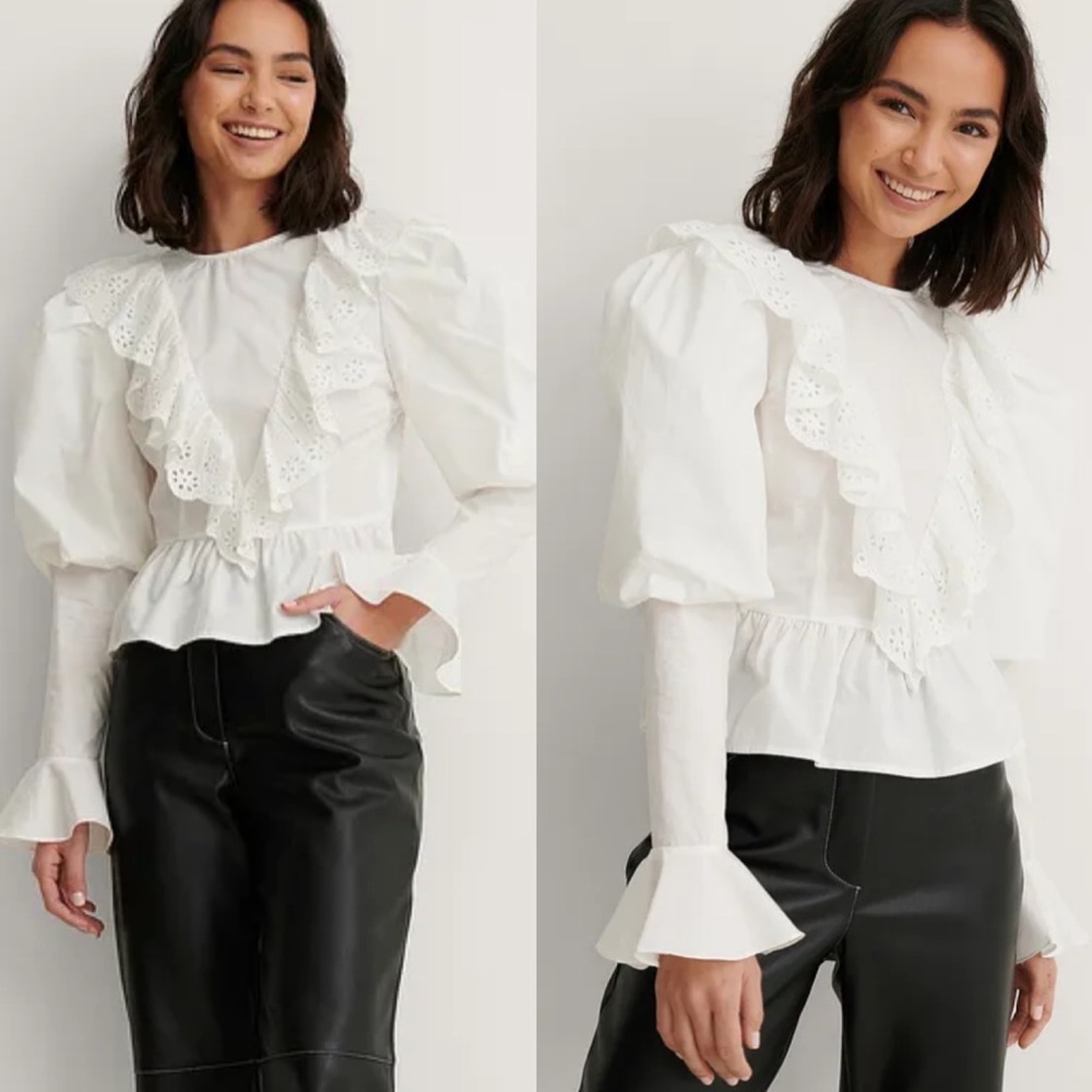 NA-KD Cotton Anglaise Blouse